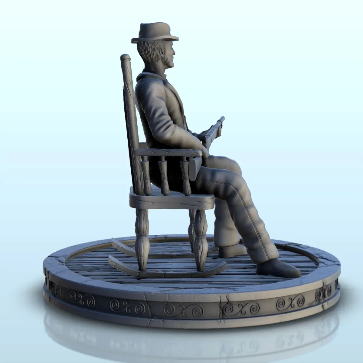 Old man in a rocking chair with rifle (4) - Old West Figure