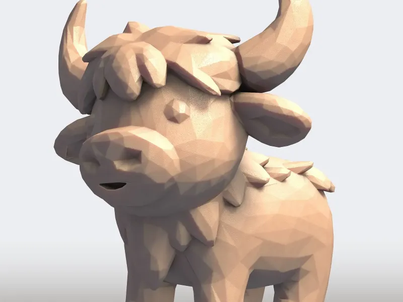 Cute Cartoon Bull Low Poly