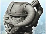 Monkey warrior dice mug with open mouth and metal helmet (32-0