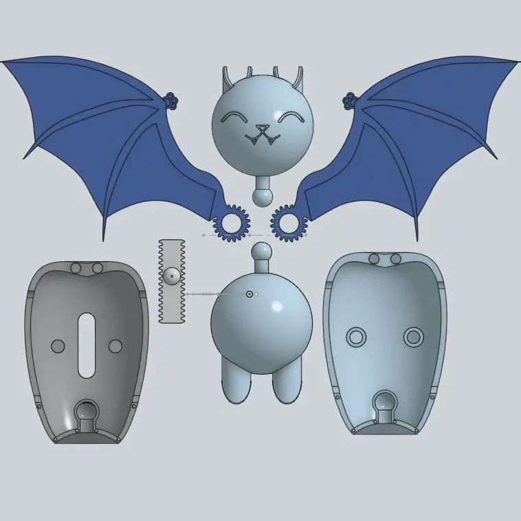 Toy bat, gear wings