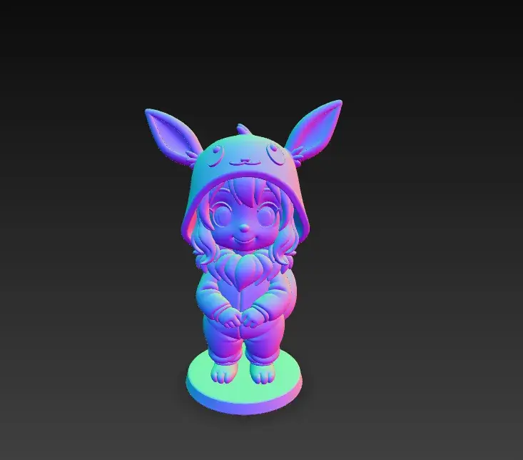 Anya Eevee Pokemon Costume chibi design with base STL