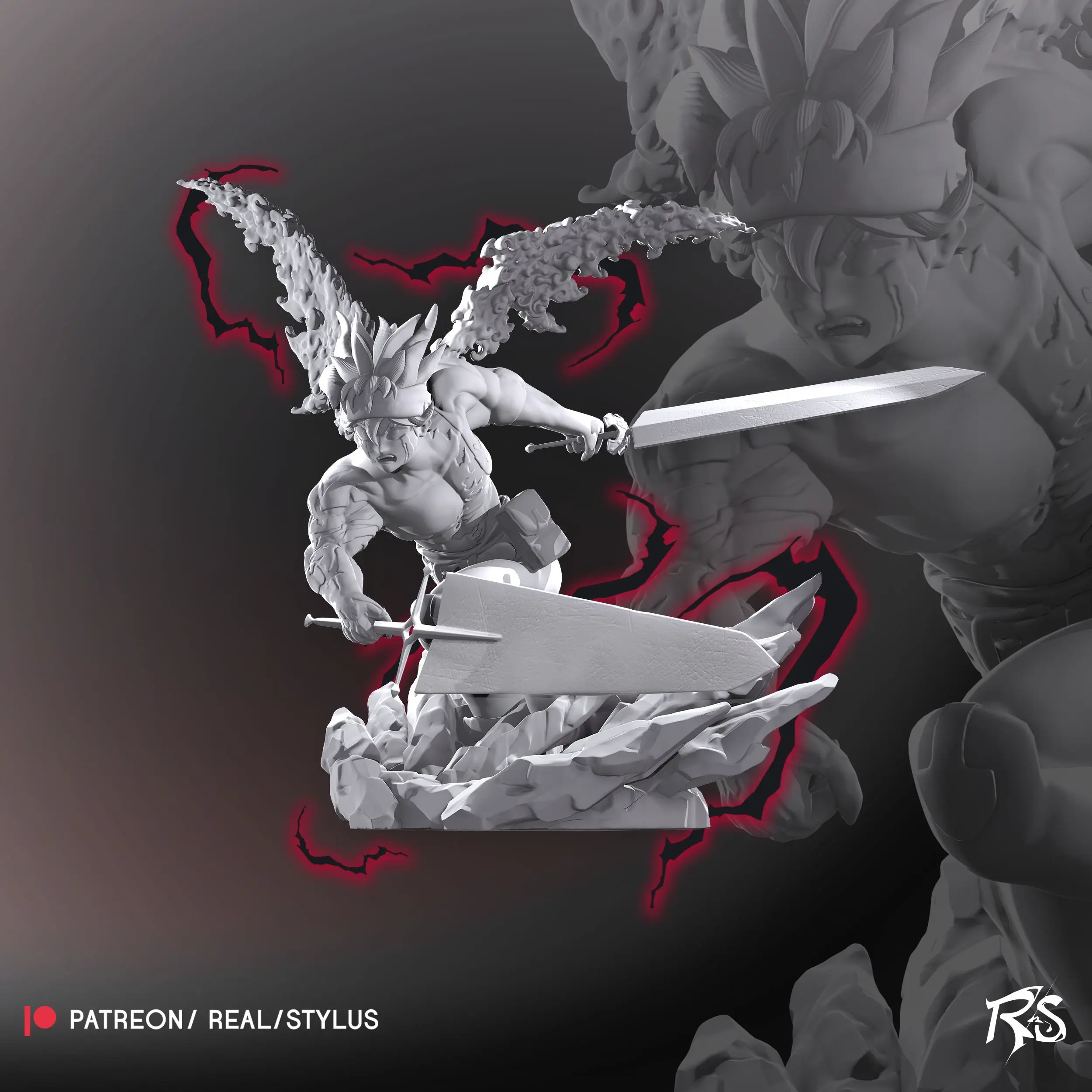 ASTA - TRIFOGLIO NERO STAMPA 3D STILIZZATA