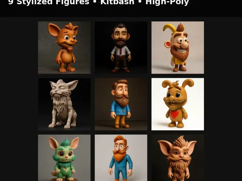 Pack de personnages fantaisistes – Collection de figurines haute poly Kitbash
