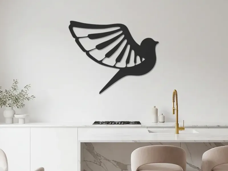 Arte de pared paloma alas de piano