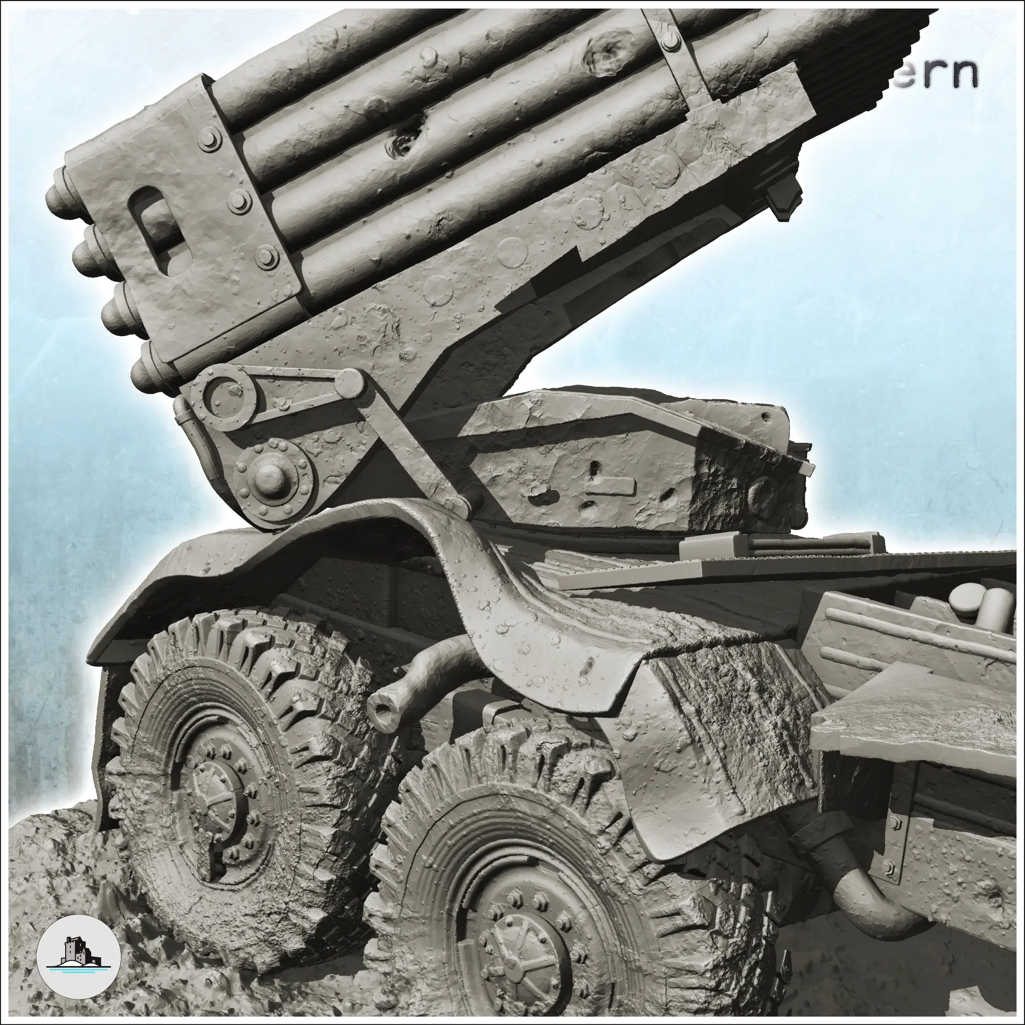 Carcassa di un camion lanciarazzi russo sovietico BMP21 Grad