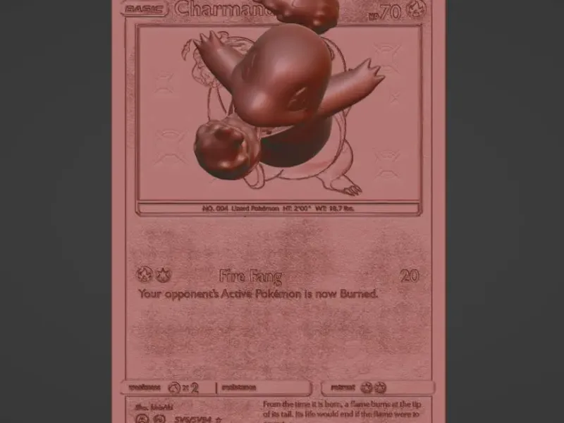 Charmander - 3D / 4D Card - Custom 3D Printing File - Pokemo