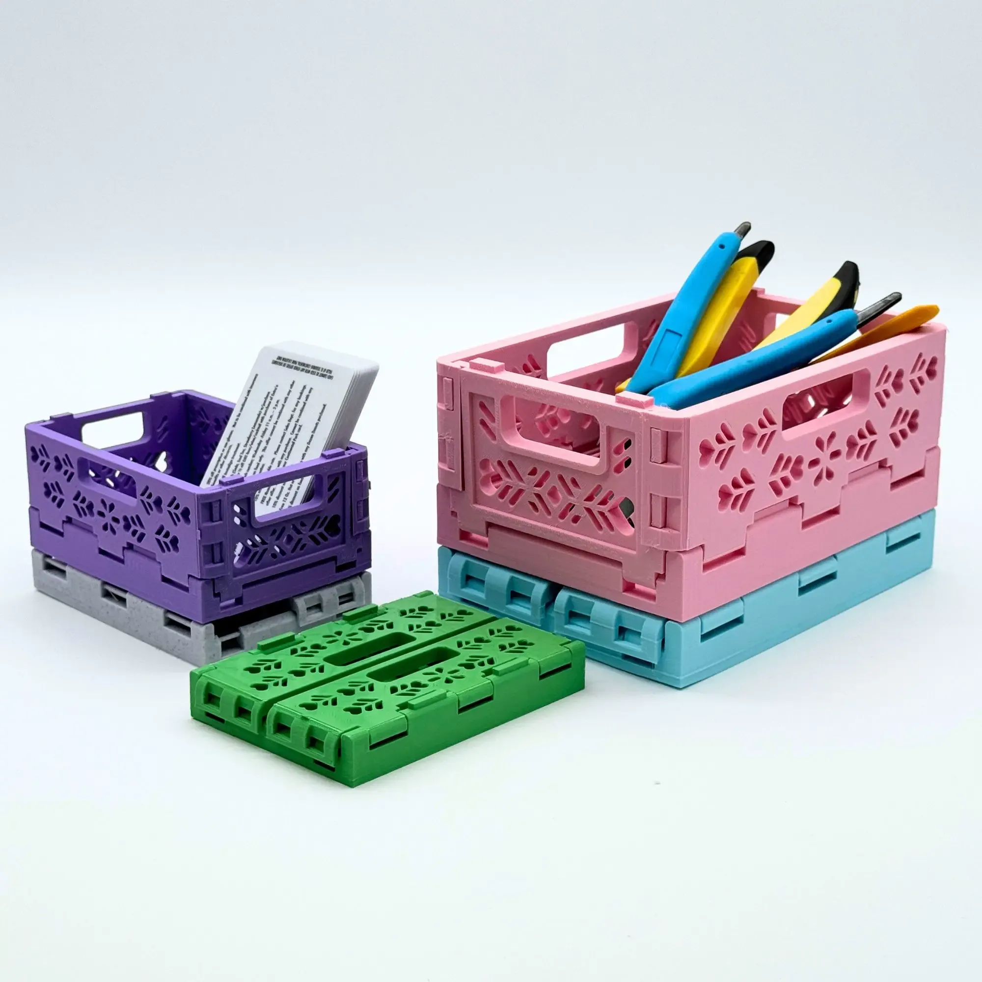 3D Printable Floral Foldable and Stackable Crates