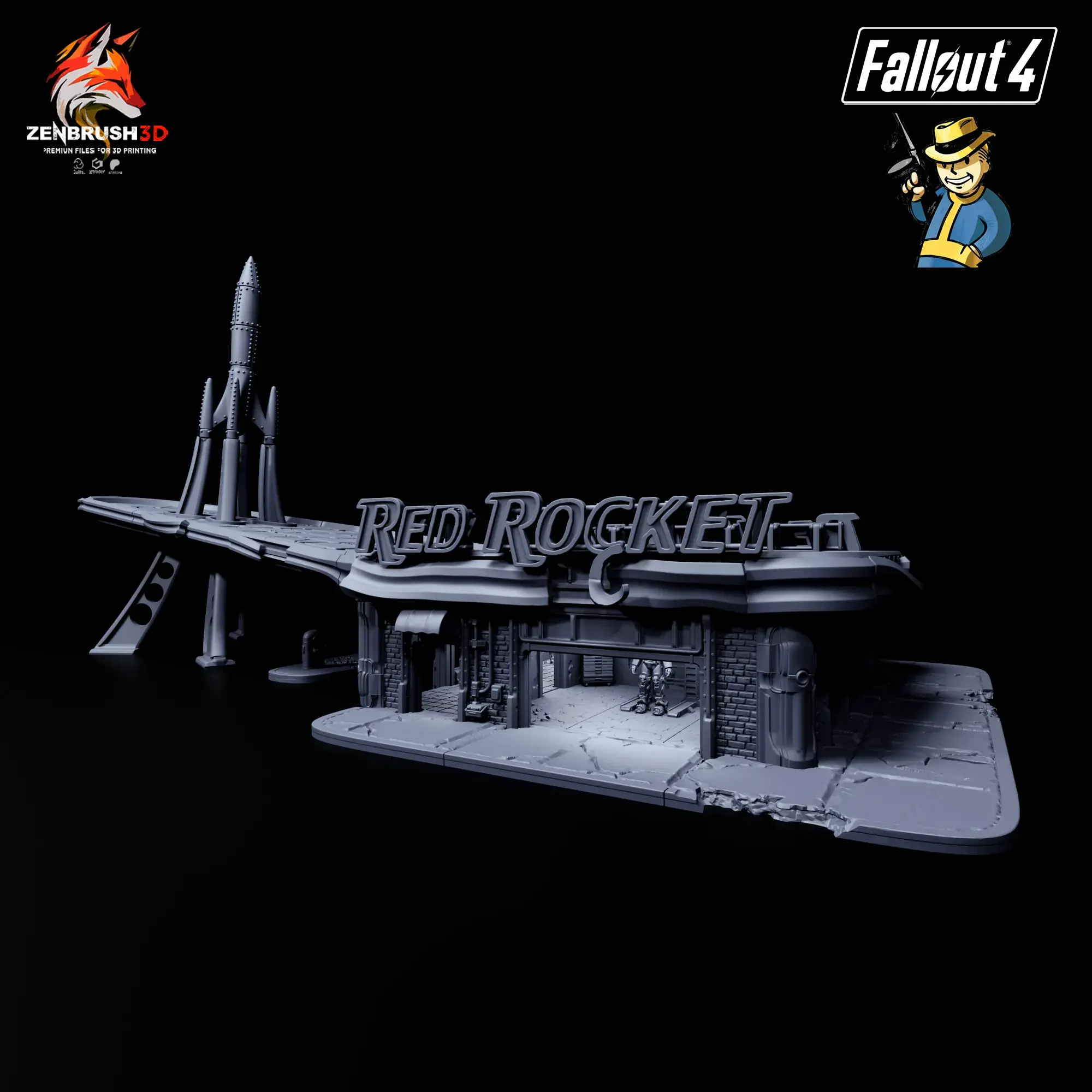 FALLOUT - ДЕКОРАЦИИ КРАСНАЯ РАКЕТА + СЕРВОБРОНЯ T - 60