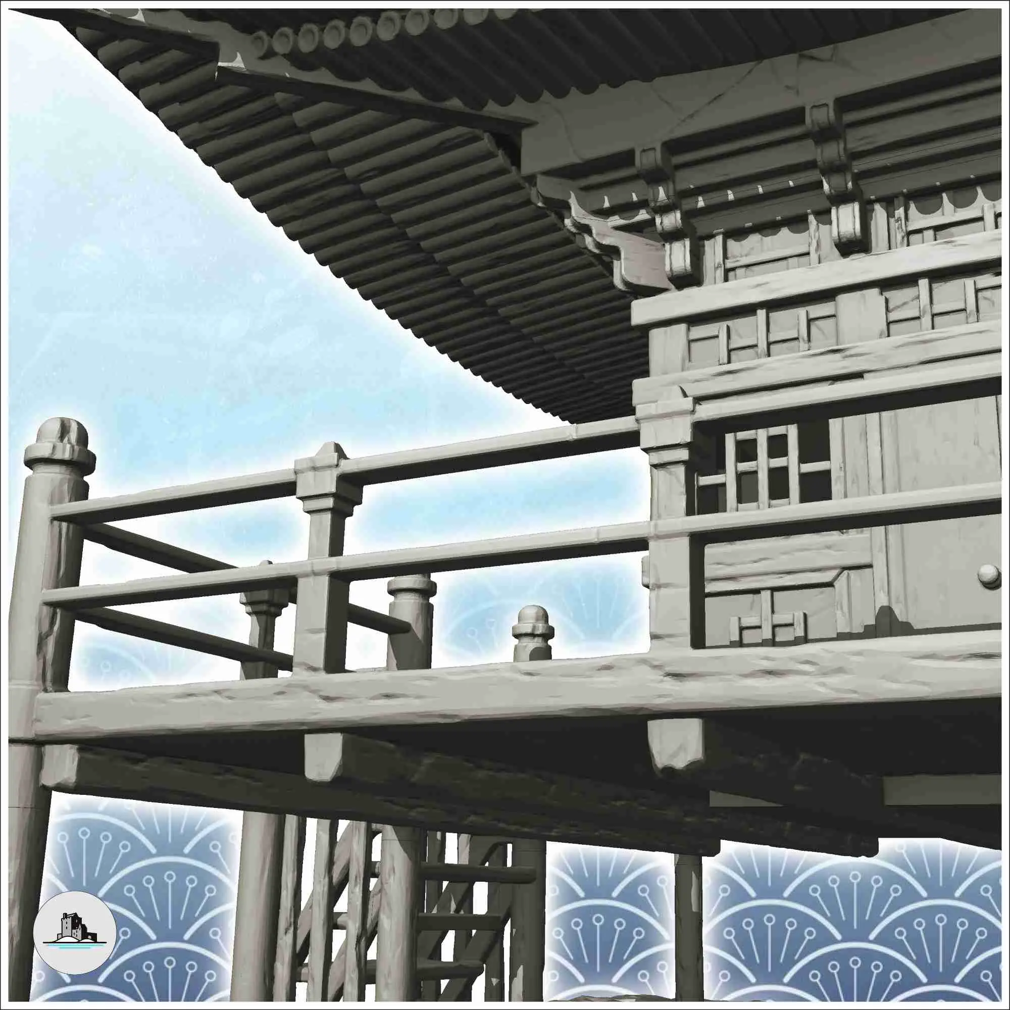 Gran pagoda asiática con plataforma de madera (40) - Japón China Kor