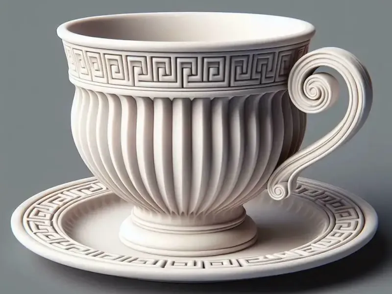 Marble Column Teacup and Saucer