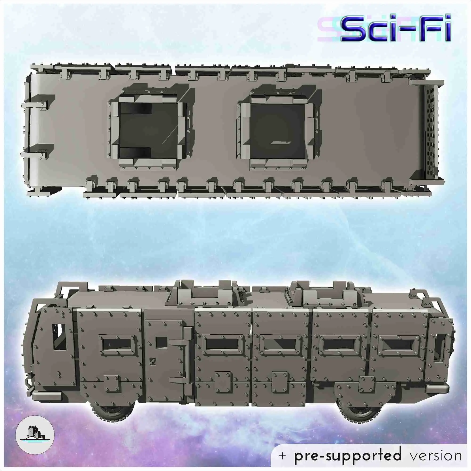 Futuristic post-apocalypse bus with full armor (36) - miniat
