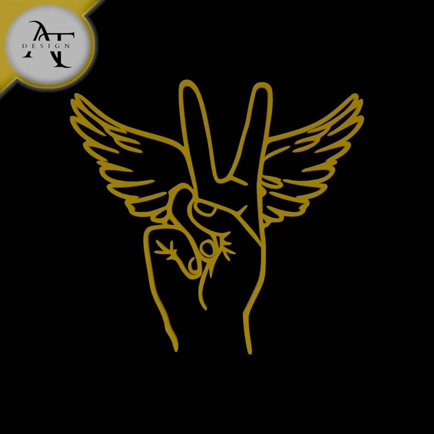 Peace sign - Line Art - 2D Wall Art Decor