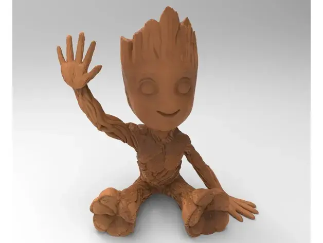 Baby Groot sitzend winkend