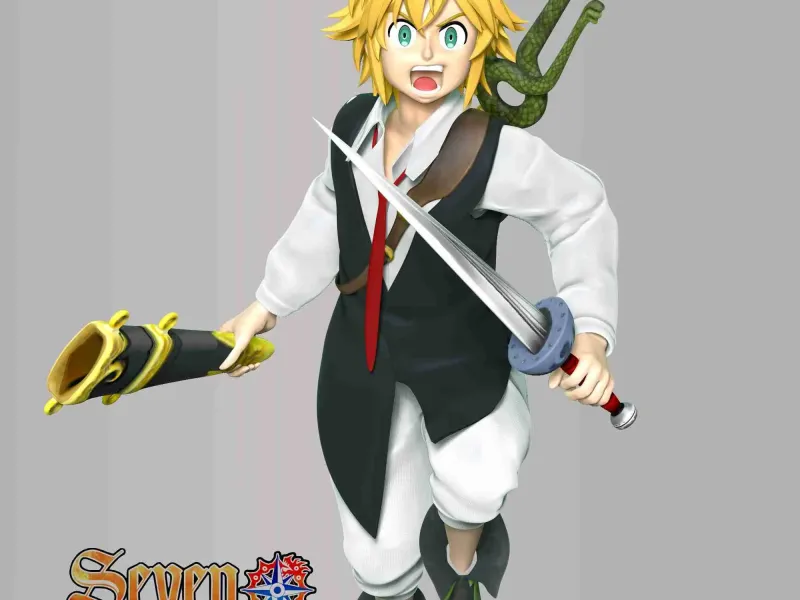 Meliodas kılıç tutan adam heykelciği