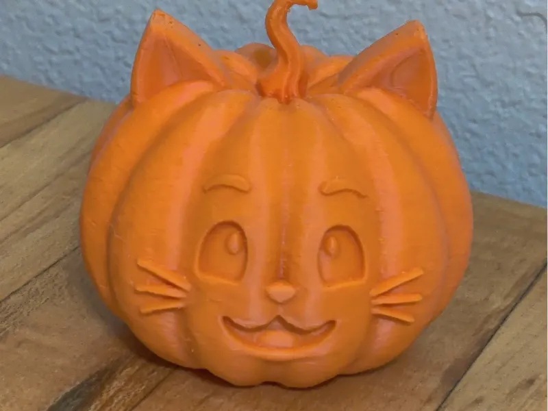 Cute Cat Pumpkin 3D Model - Adorable Halloween Pumpkin