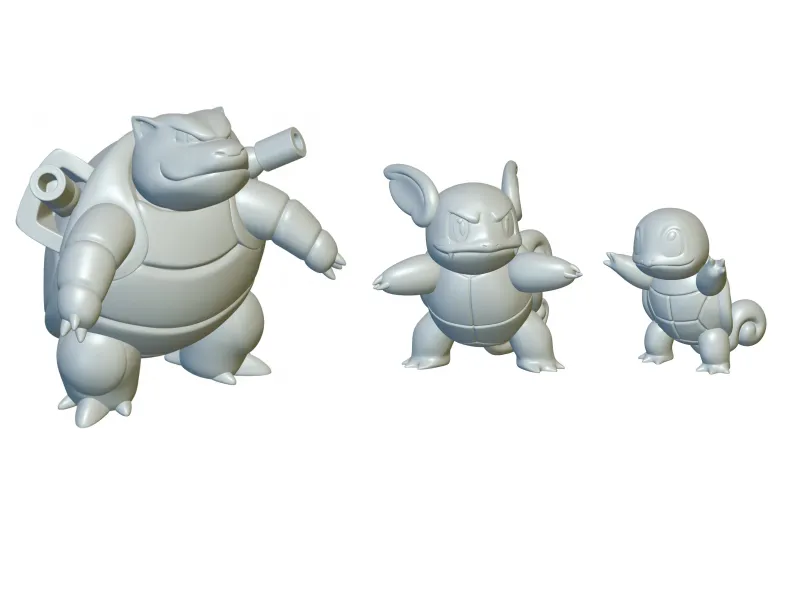 Pokemon Squirtle &amp; Wartortle &amp; Blastoise (3D-Druck)