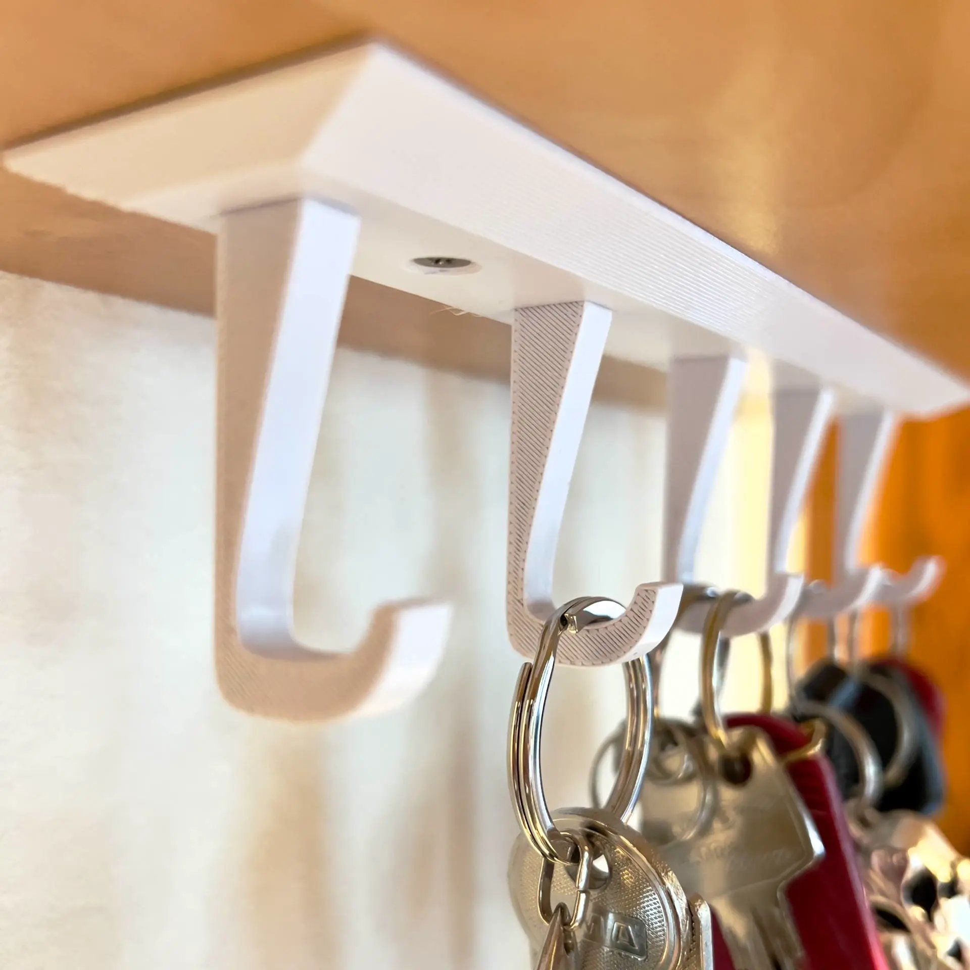 5-Hook Under-Shelf Key Hanger