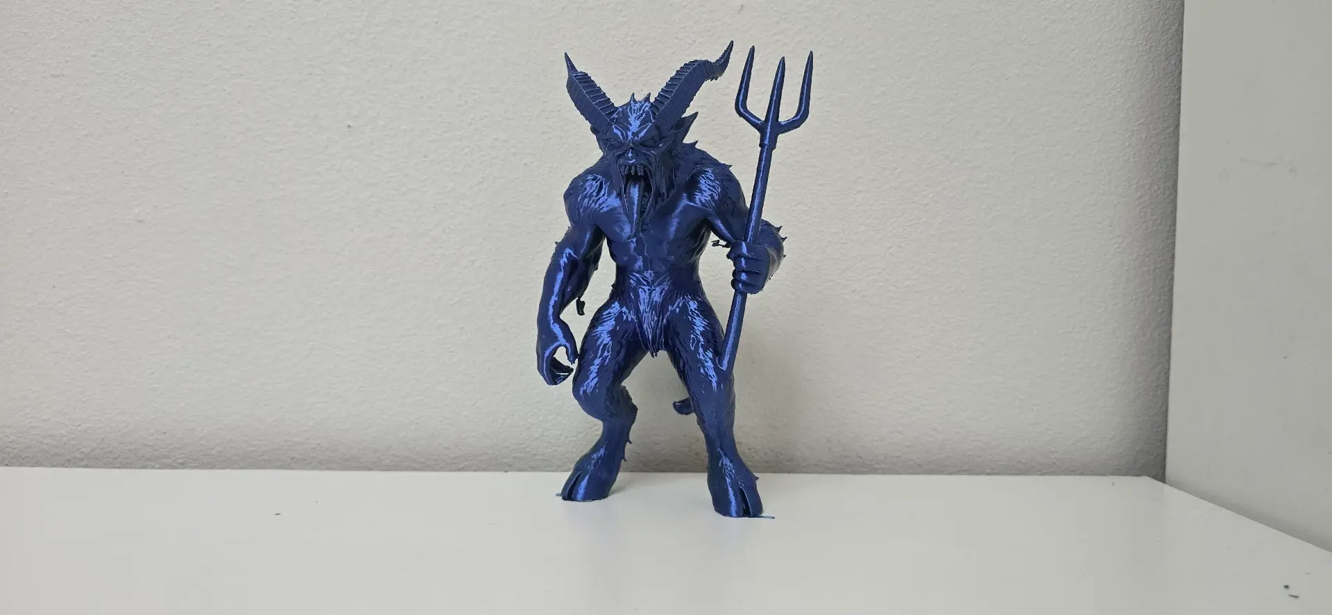 Muscular Krampus with Trident Holiday Figure