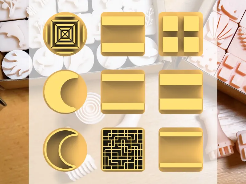 Ceramic Clay Stamp Set – Frames & Shapes (9 Stamps, 20 mm)