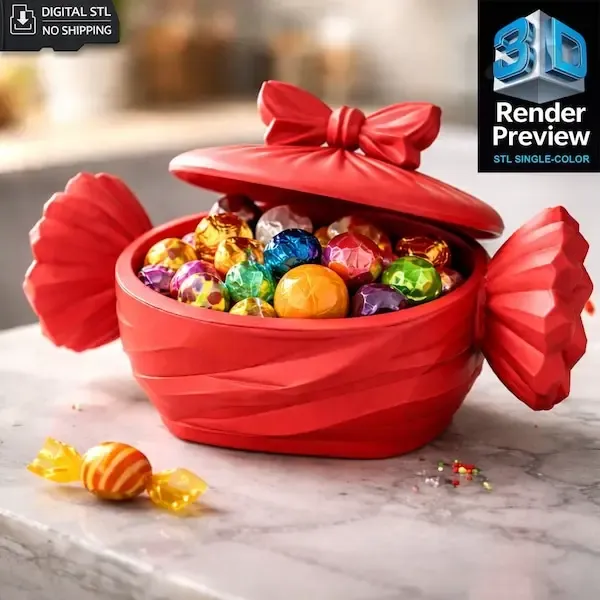 Candy Bowl STL – Sweet Candy Box with Lid
