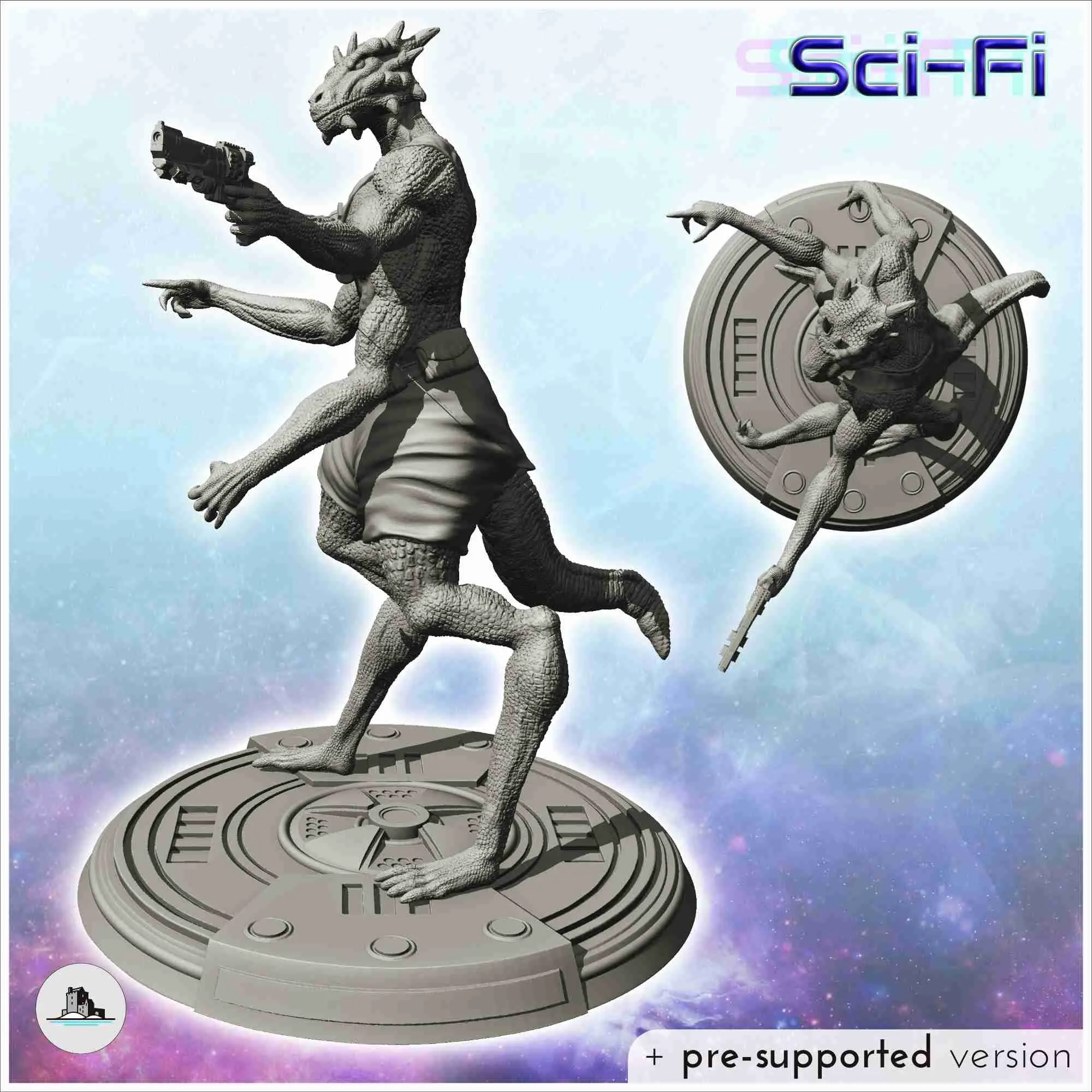 Four-armed alien warrior with laser gun (7) - science fictio