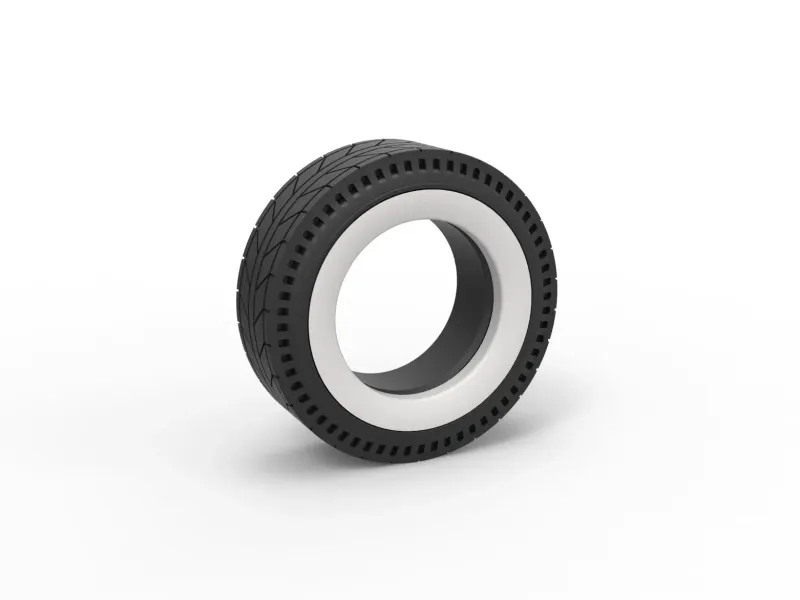 Whitewall rear tire of vintage dragster V6 Scale 1:25