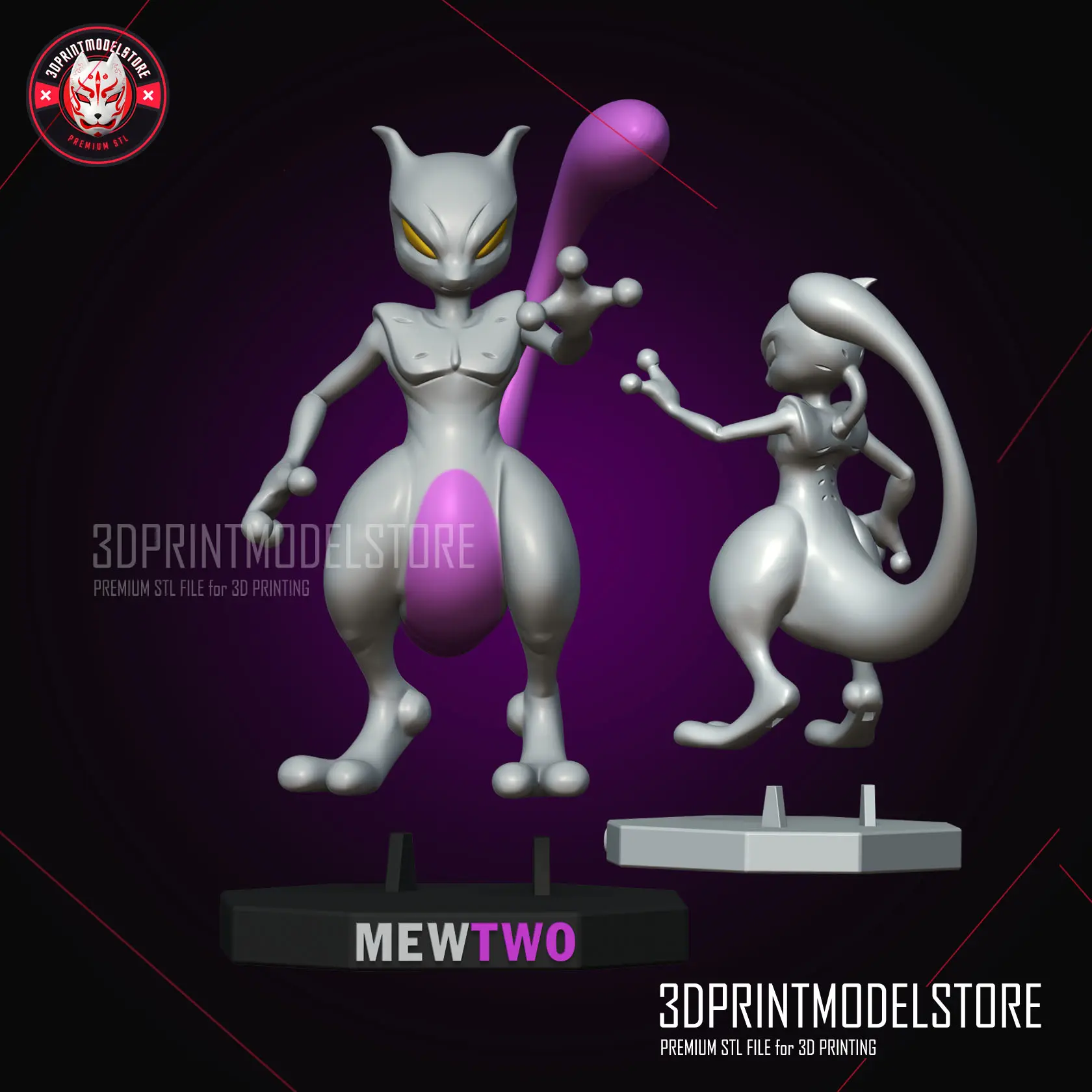 Statua del Pokemon Mewtwo - File STL premium