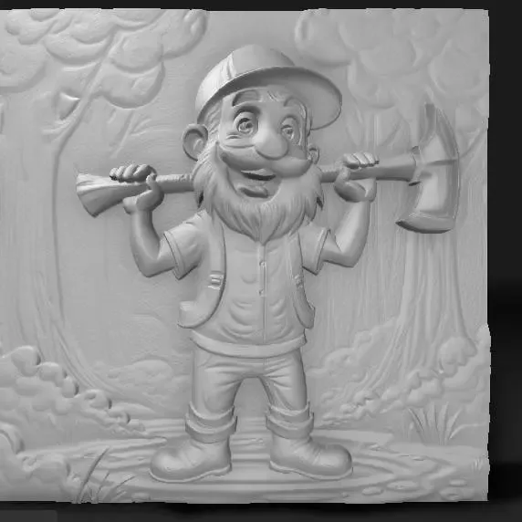 cartoon of a forester with an axe,