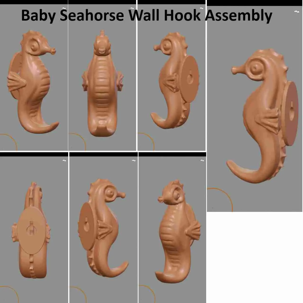 3DP, Baby Seahorse Wall Hook