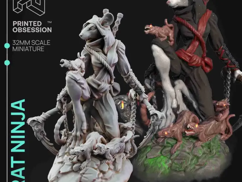 Rat Ninja - Assassin - PRESUPPORTED - 32mm scale
