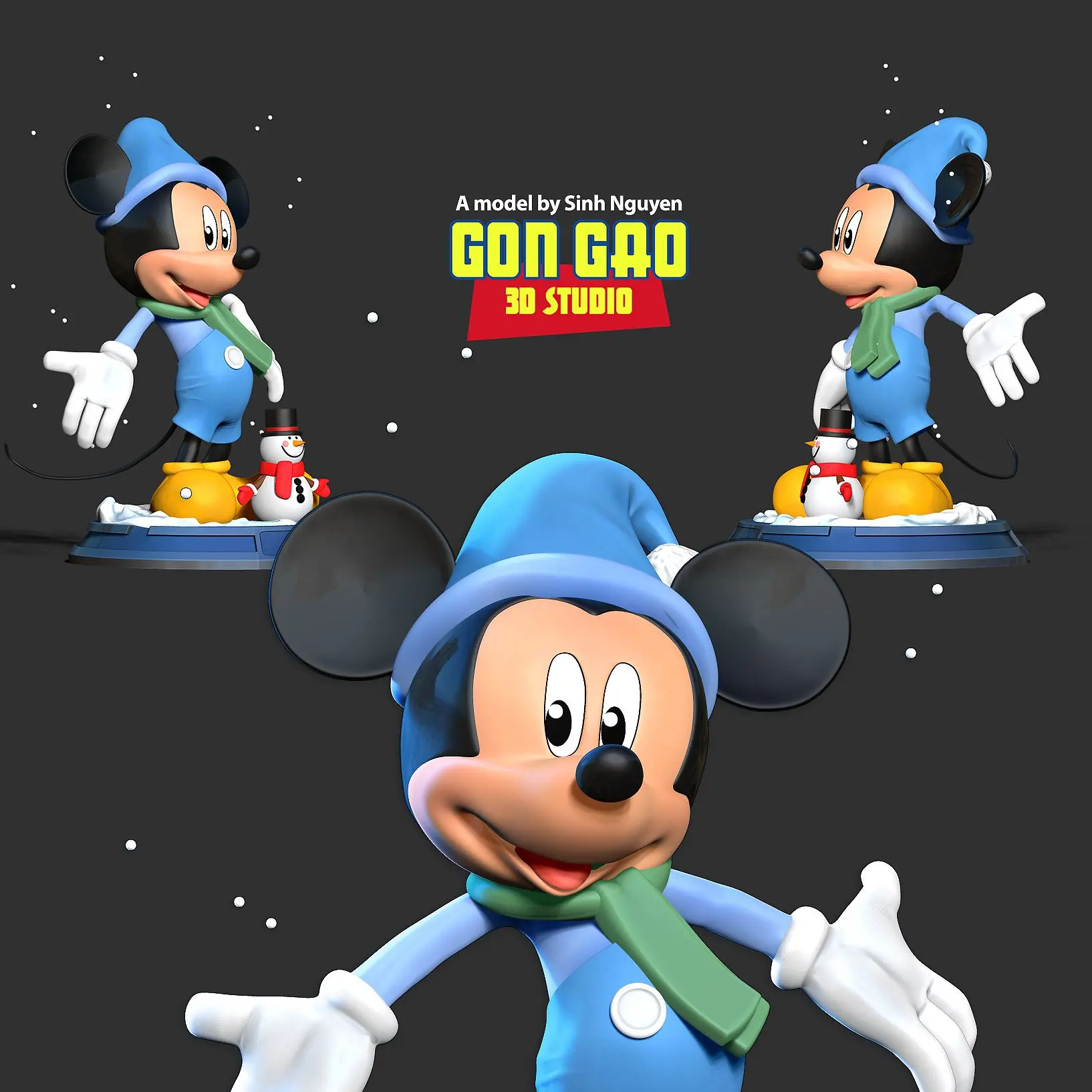 Mickey Mouse in winter