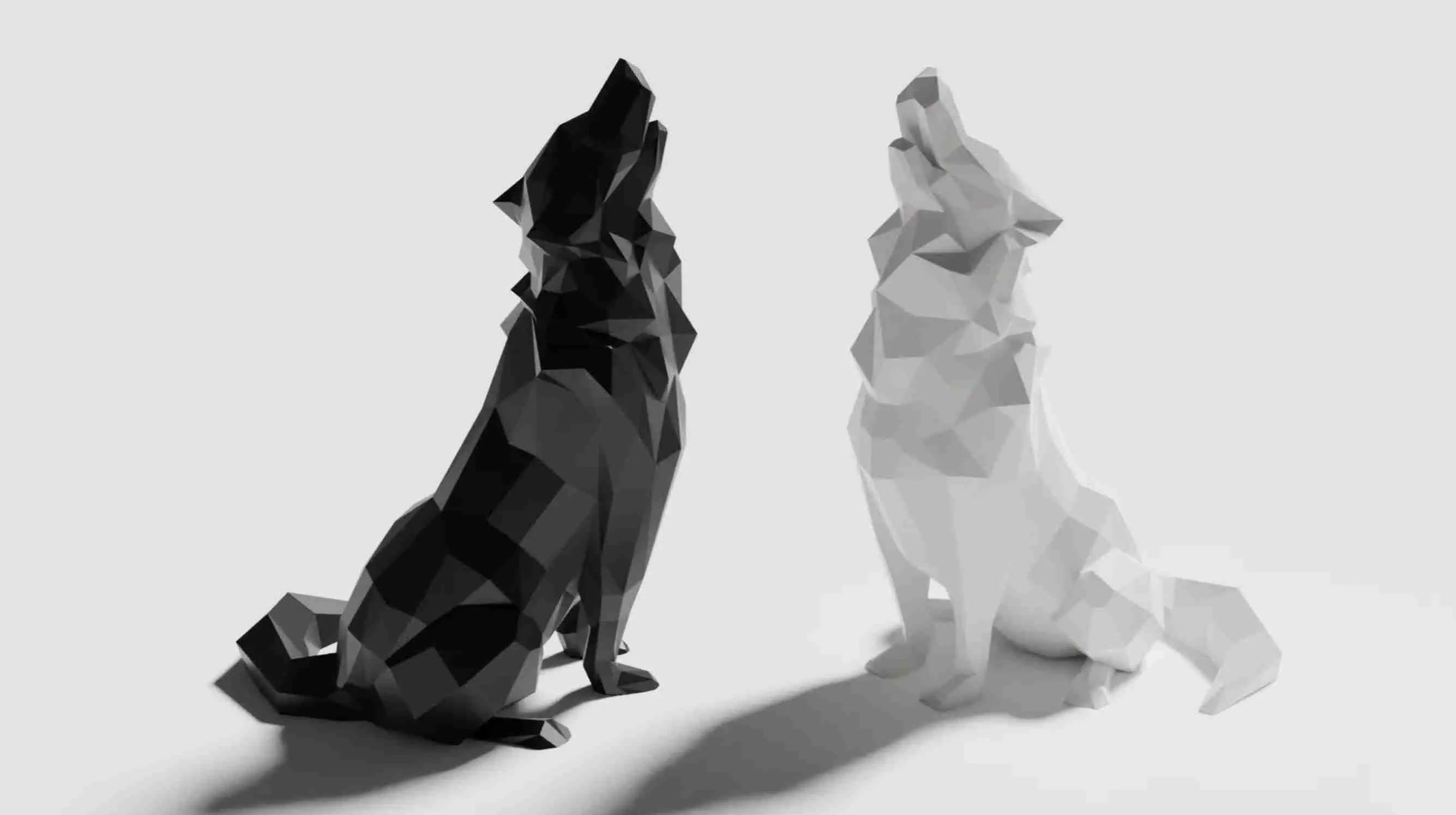 幾何狼 Low Poly Howling Wolf