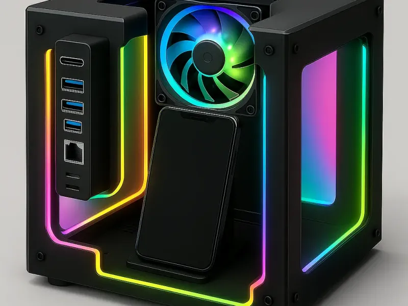 Case Mini PC com celular