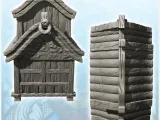 Medieval building with overhanging floor and rounded roof (8-3