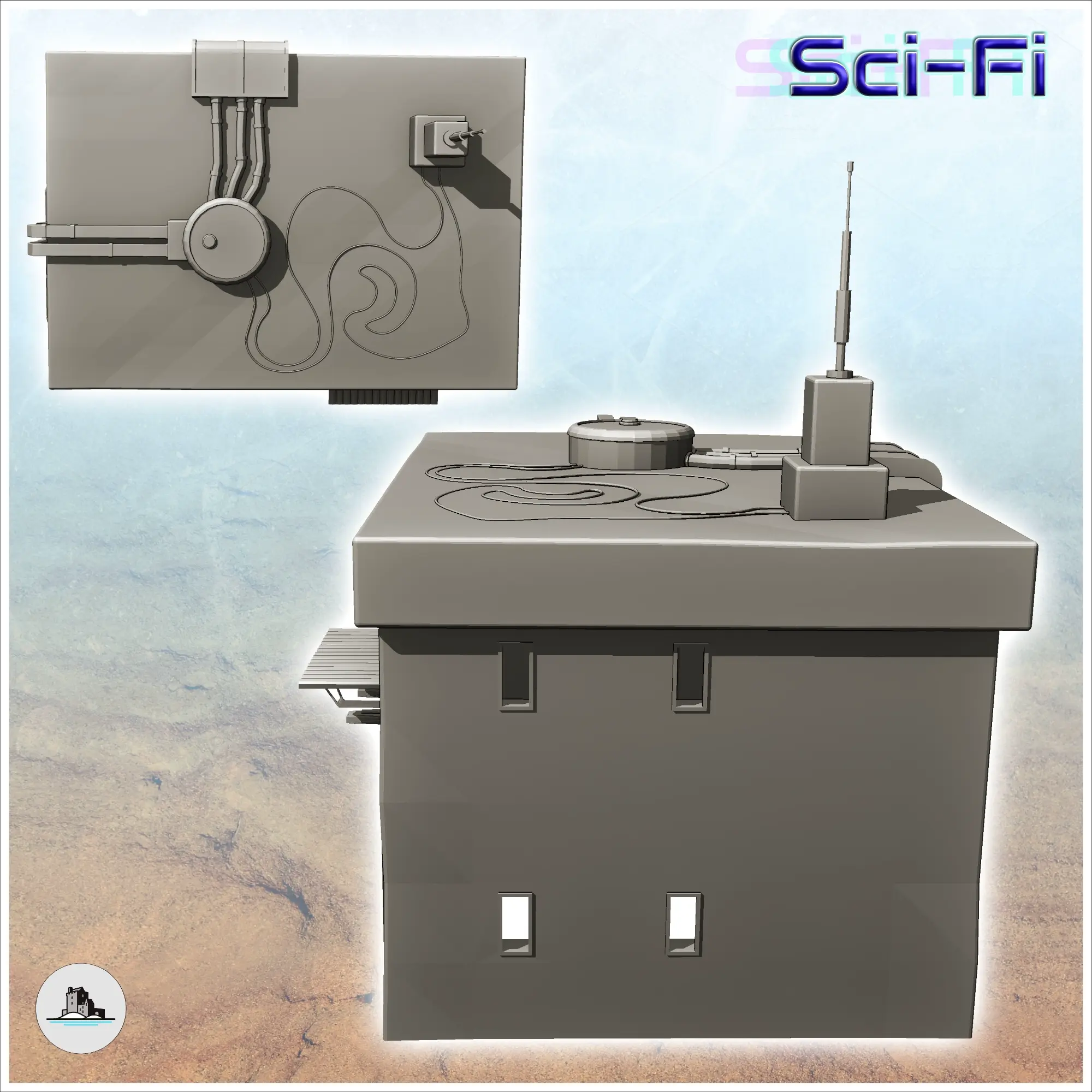 Casa futurista con puerta biónica y desagües exteriores (1