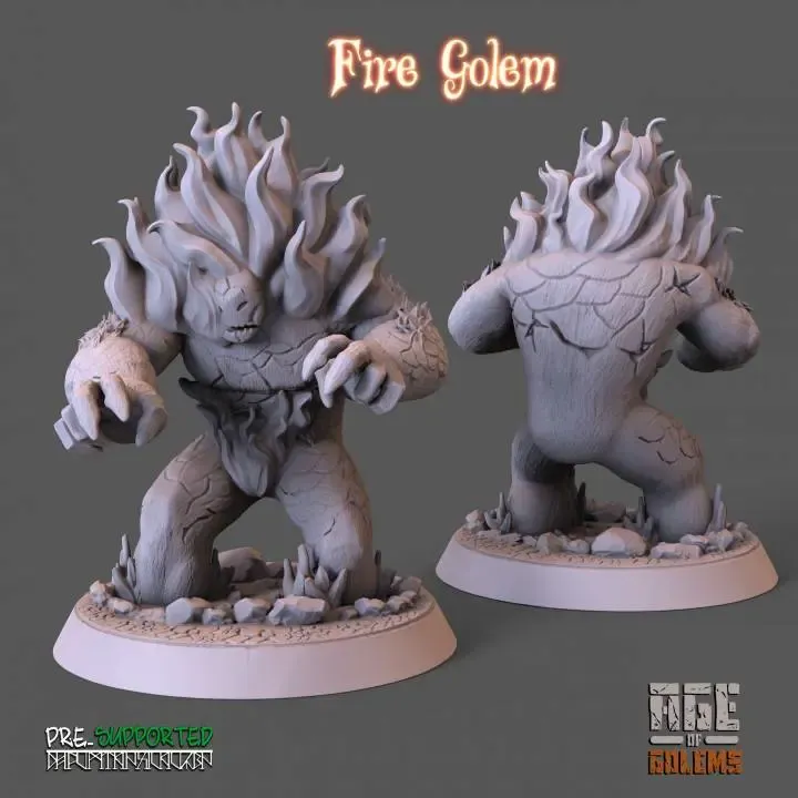 Fire Golem Pose 1 - Age of Golems