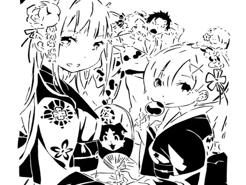 Rem and Emilia stencil 3