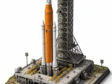 Cohete espacial con torre de lanzamiento – Modelo 3D-1