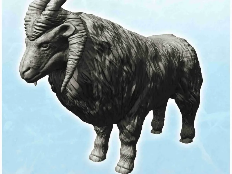 Carneiro de quatro chifres (18) - miniaturas animal RPG tabletop scener