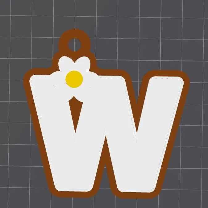 W capital letter flower keychain