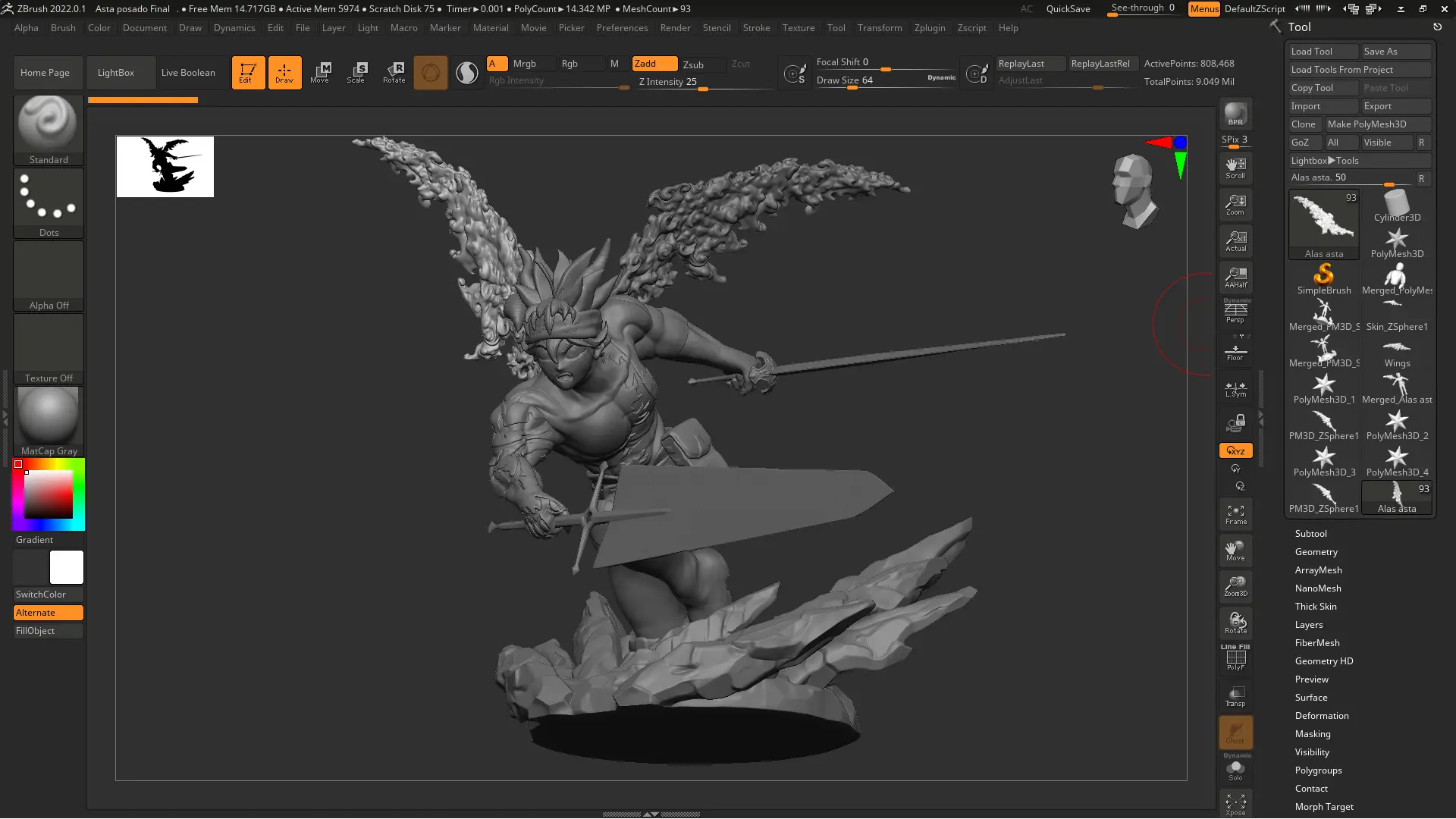 ASTA - TRIFOGLIO NERO STAMPA 3D STILIZZATA