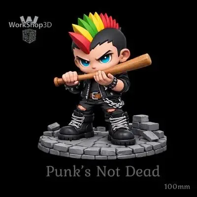 Punk Rebel Chibi Figure 75mm - 3D Printable STL - Workshop3D
