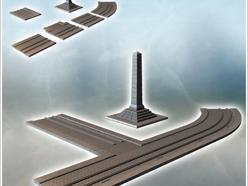 Modular urban paved road set and stone obelisk monument (25)
