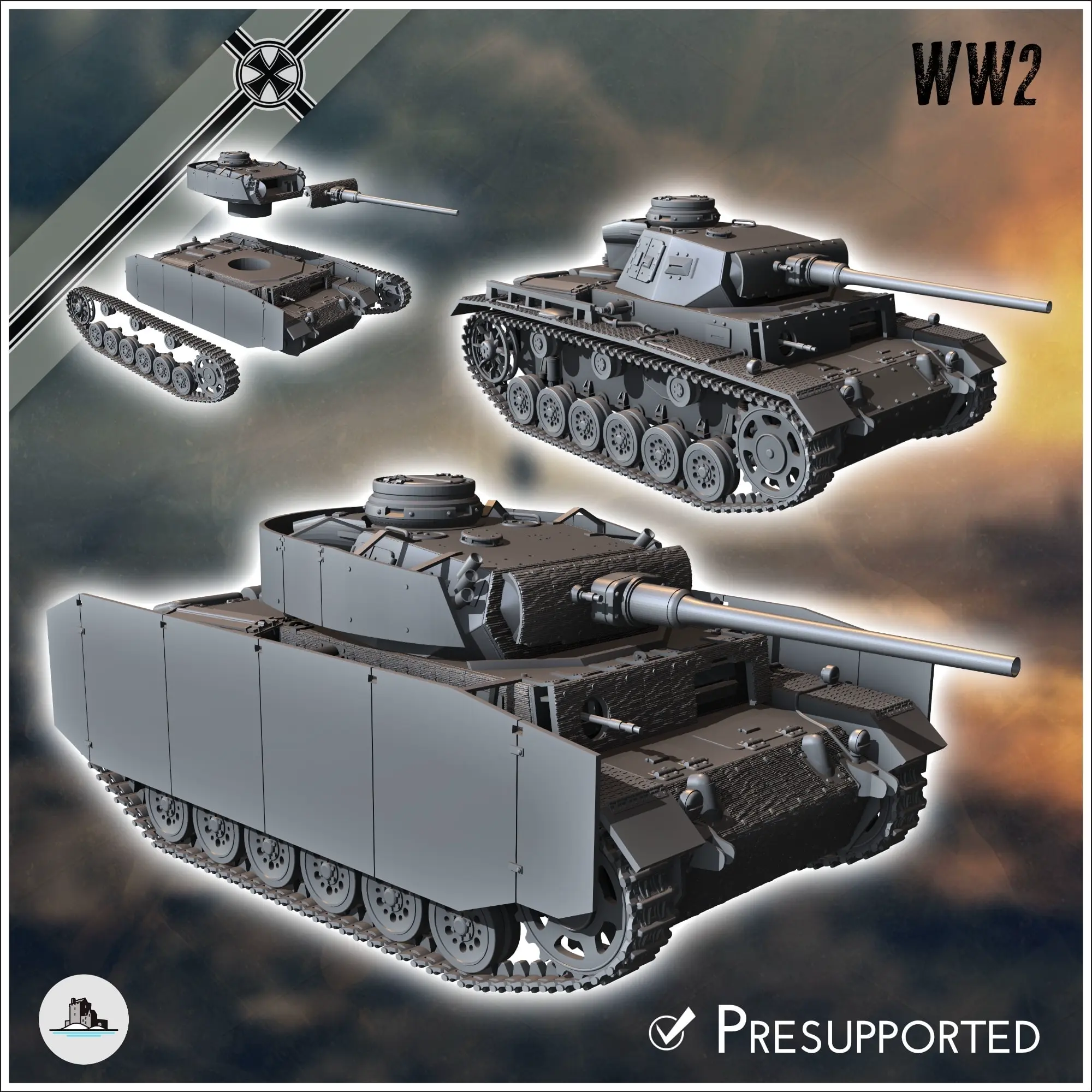 Deutsche WW2 Fahrzeuge Pack Nr. 3 (Panzer III und Varianten) - w