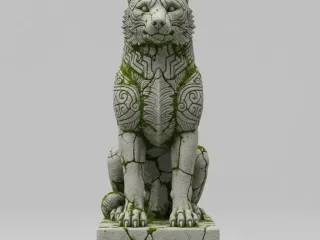 Temple Wolf Sentinel – Ancient Guardian Relic Diorama