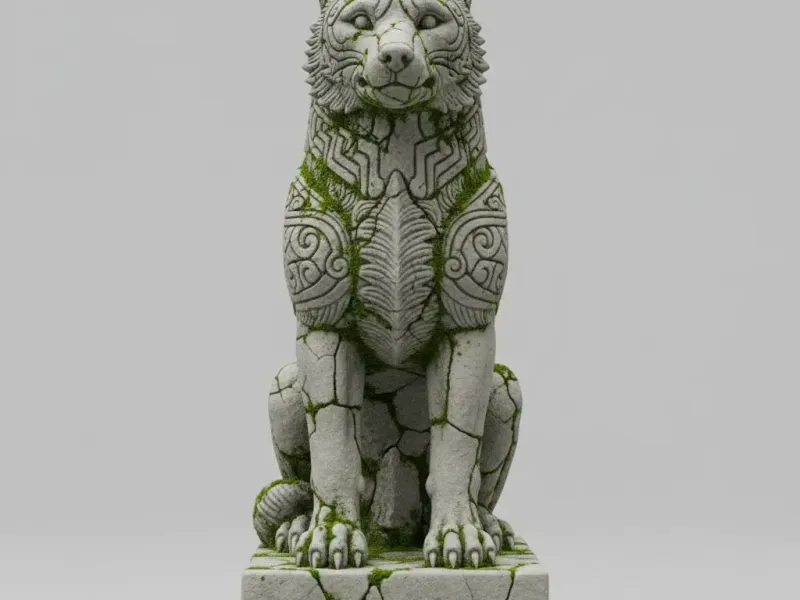 Temple Wolf Sentinel – Ancient Guardian Relic Diorama