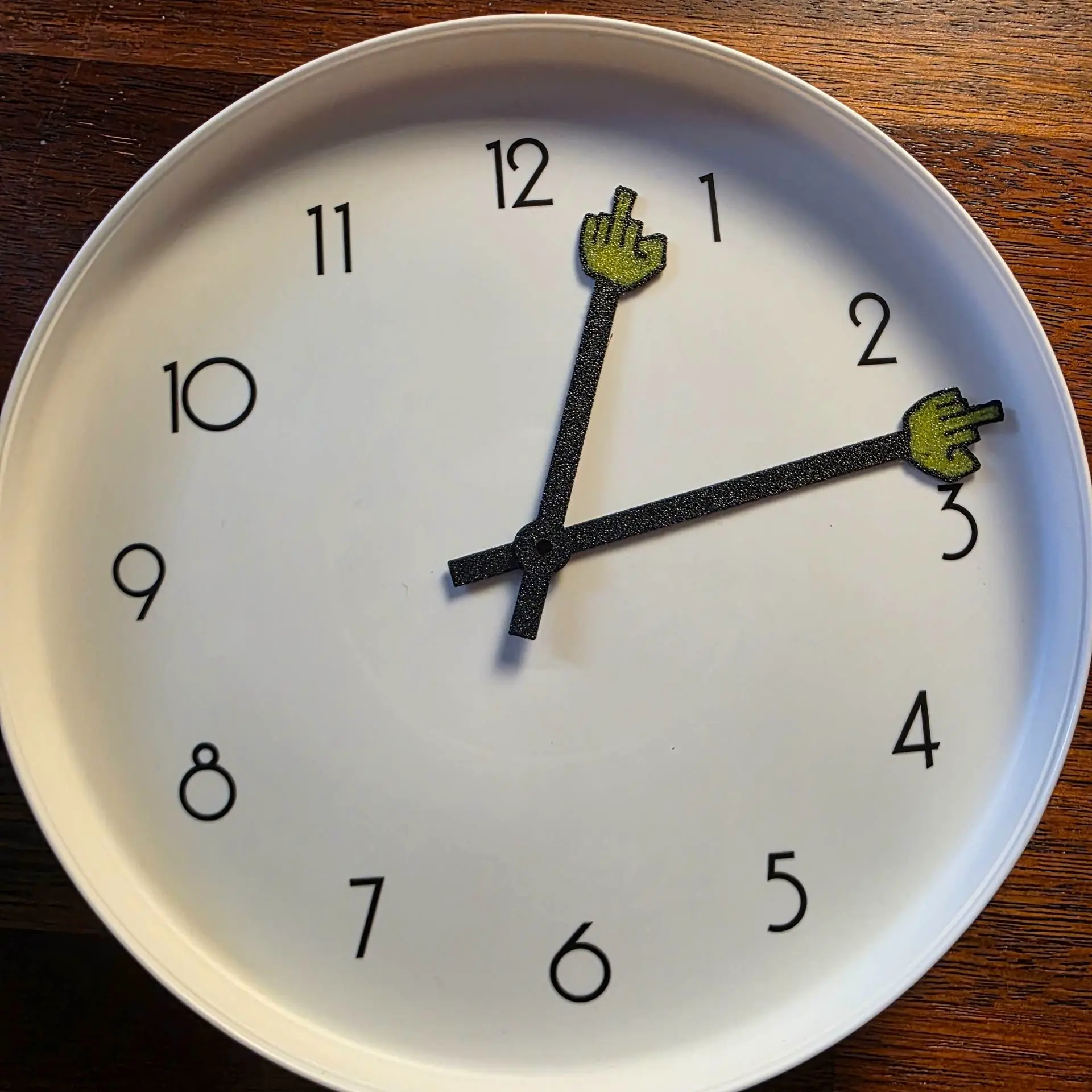 Middle finger clock hands