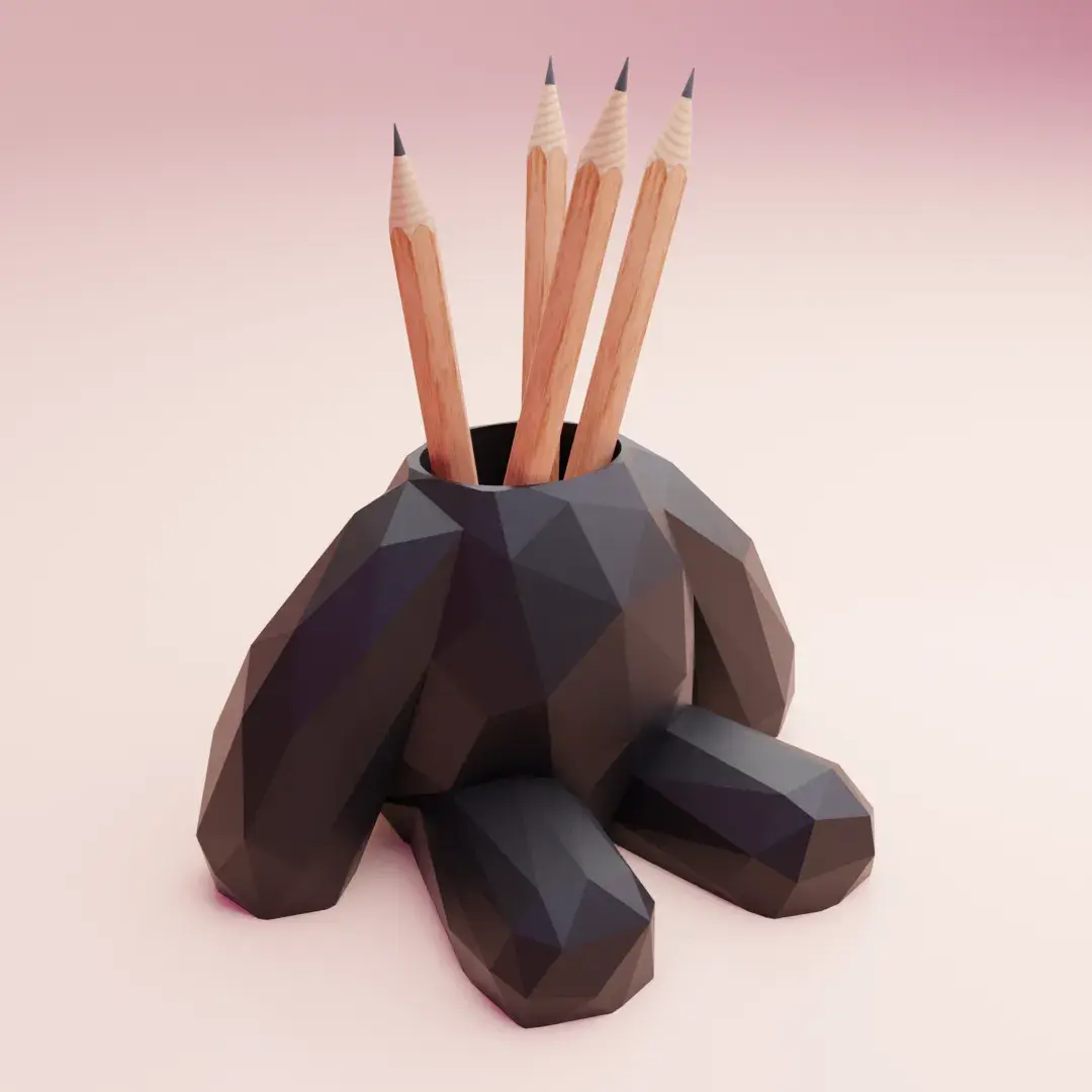 pencil holder lowpoly treddy bear decoration