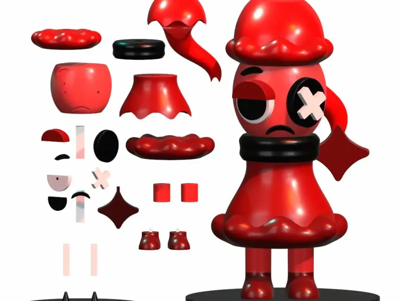 Dandys world Astro Red STL Multipart 3D Model no support