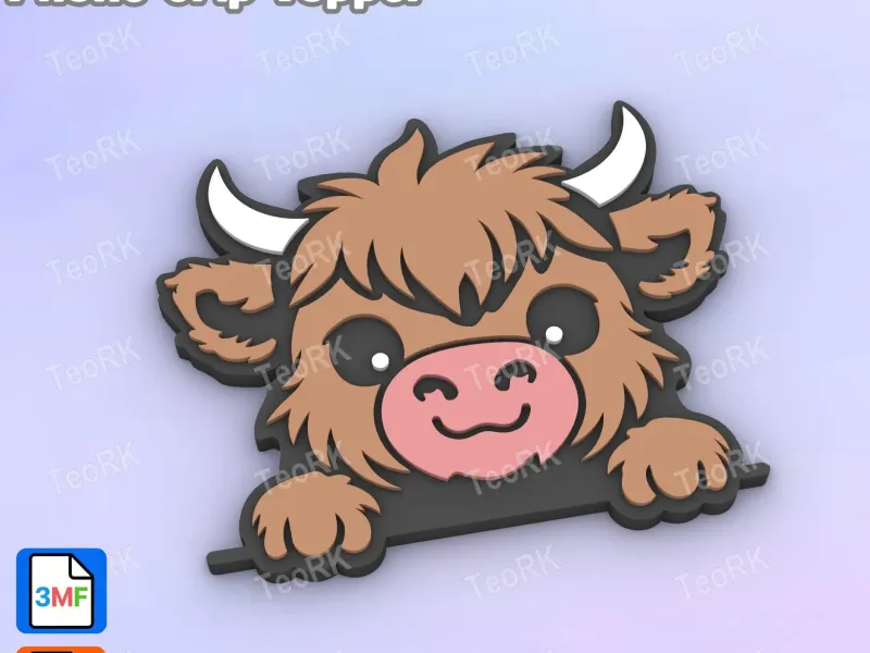 Badge Reel Topper Flat Back cute baby Highland cow